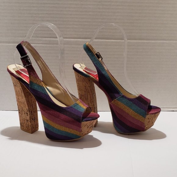 FRH Shoes - EUC - FRH Open Toe Chunky Cork Heels